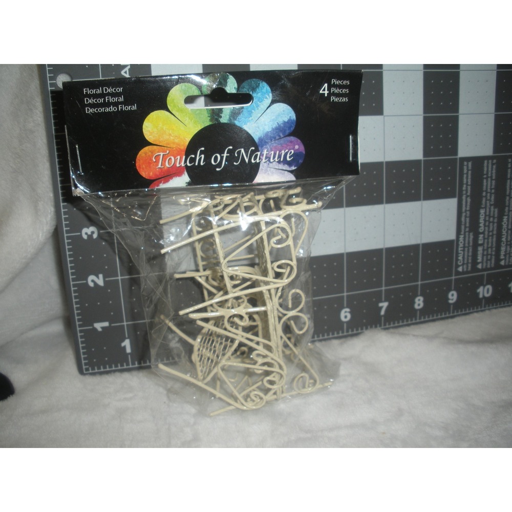 Touch of Nature 4pc Miniature Wire Garden Chairs Cream Floral  TON5FDP4-0413